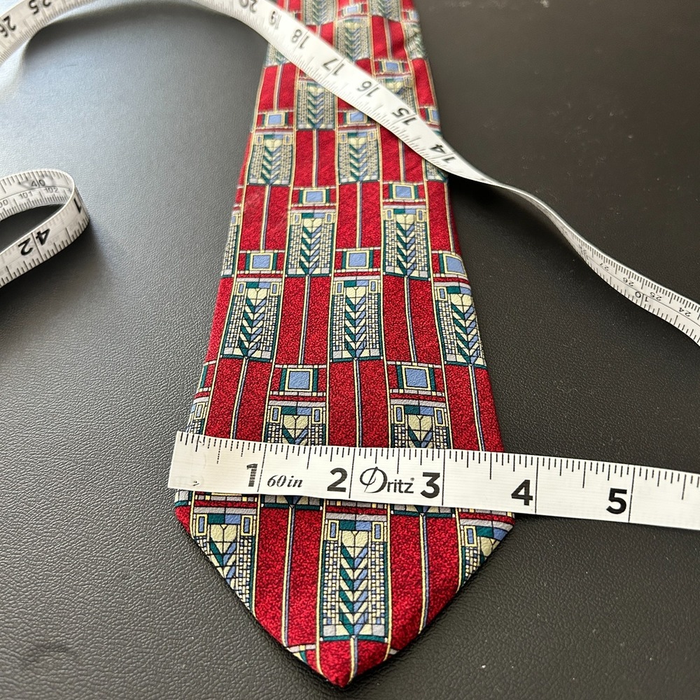 Vintage Frank Lloyd Wright Mens Silk Tie Made Italy Luxury Tree of Life Window - Picture 9 of 11